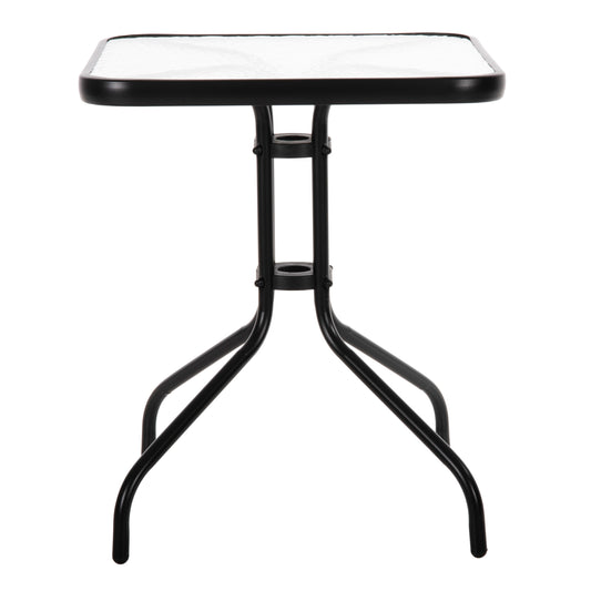 OUTDOOR TABLE FIGO METAL BLACK GLASS TOP 60x60x70