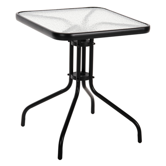OUTDOOR TABLE FIGO METAL BLACK GLASS TOP 60x60x70