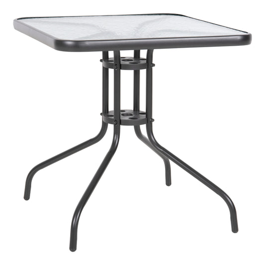 FIGO OUTDOOR TABLE METAL GREY GLASS TOP 70x70x72