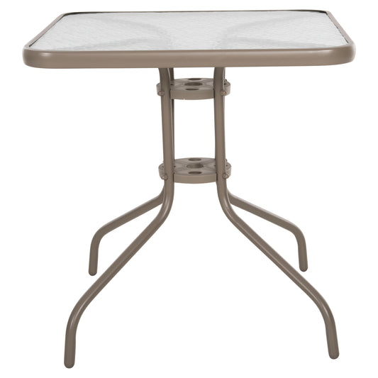 OUTDOOR TABLE FIGO METAL CHAMPAGNE GLASS TOP 70x70x72,5