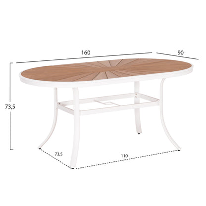 ΤΡΑΠΕΖΙ ΕΞΩΤ. ΧΩΡΟΥ TELAMO ΑΛΟΥΜΙΝΙΟ ΛΕΥΚΟ & POLYWOOD 160x90x73.5