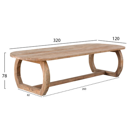 INDOOR TABLE LEE SOLID TEAK WOOD NATURAL COLOR 320x120x78