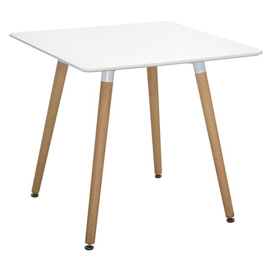ΤΡΑΠΕΖΙ MINIMAL ΛΕΥΚΟ ΜΕ ΞΥΛΙΝΑ ΠΟΔΙΑ ΟΞΙΑ 80x80x74