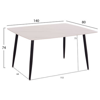 ΤΡΑΠΕΖΙ RAVEN ΚΕΡΑΜΙΚΟ TOP ΜΕ ΟΨΗ ΛΕΥΚΟ ΜΑΡΜΑΡΟ 140x80x74