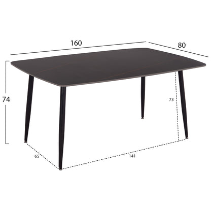 ΤΡΑΠΕΖΙ RAVEN ΚΕΡΑΜΙΚΟ TOP ΜΕ ΟΨΗ ΜΑΥΡΟ ΜΑΡΜΑΡΟ 160x80x74
