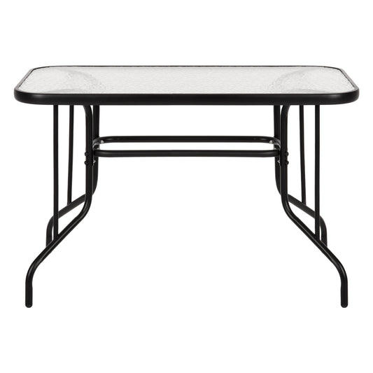 ADAM BLACK METAL TABLE WITH GLASS TOP 110x60x71