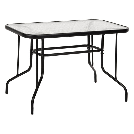 ADAM BLACK METAL TABLE WITH GLASS TOP 110x60x71