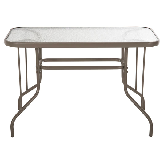 ADAM METAL TABLE CHAMPAGNE WITH GLASS TOP 110x60x71
