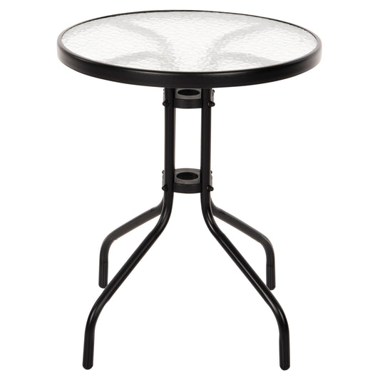 TABLE LIMA METAL BLACK WITH GLASS TOP Φ60x68