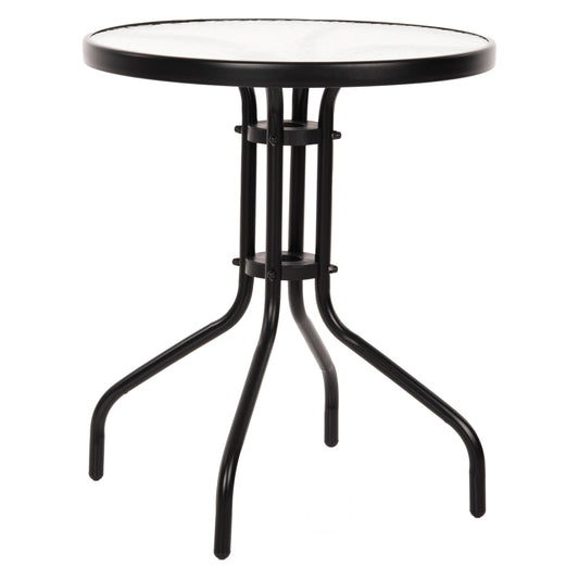 TABLE LIMA METAL BLACK WITH GLASS TOP Φ60x68