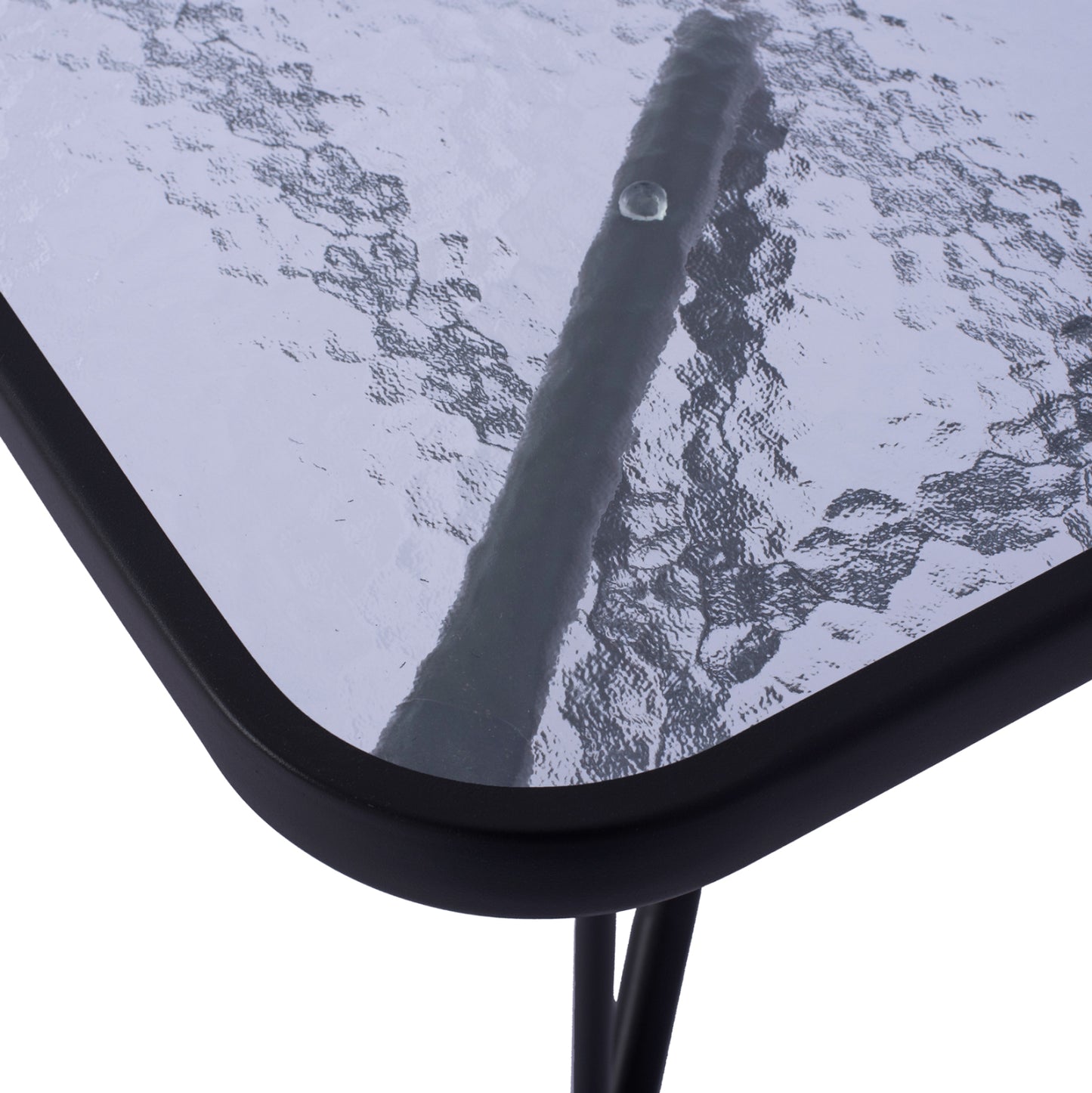 ADAM TABLE METAL GREY WITH GLASS TOP 120x70x71