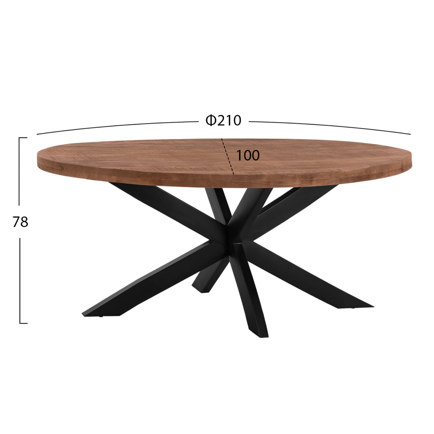 ΤΡΑΠΕΖΙ LEVINHO OVAL 6εκ ΠΑΧΟΣ ΑΠΟ ΜΑΣΙΦ ΞΥΛΟ MANGO 210x100x78