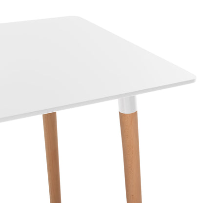 MINIMAL WHITE MDF TABLE BEECH LEGS IN NATURAL COLOR 120x60x74