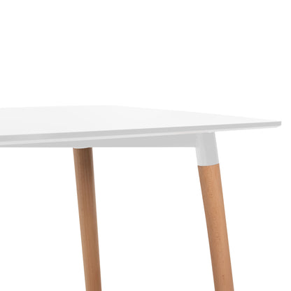 MINIMAL WHITE MDF TABLE BEECH LEGS IN NATURAL COLOR 120x60x74