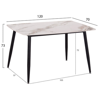 ΤΡΑΠΕΖΙ RAVEN ΚΕΡΑΜΙΚΟ TOP ΜΕ ΟΨΗ ΜΑΡΜΑΡΟΥ τ.CALACATTA 120x70x73