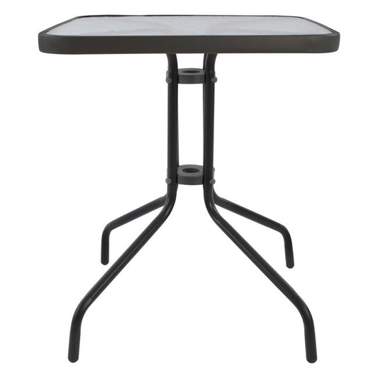 TABLE FIGO METAL GREY WITH GLASS SURFACE 60x60x72