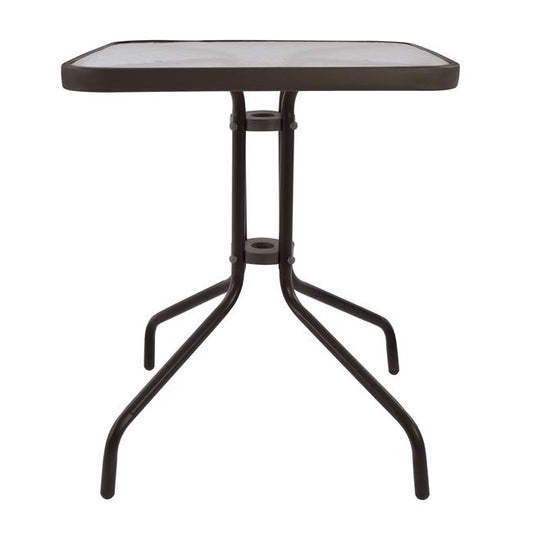 TABLE FIGO METAL BROWN WITH GLASS TOP 60x60x72