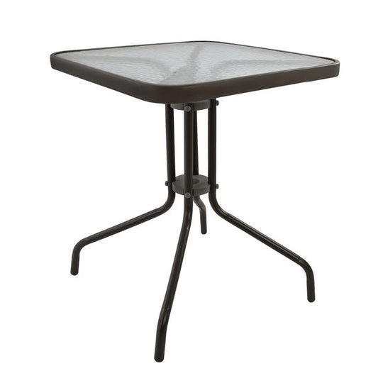 TABLE FIGO METAL BROWN WITH GLASS TOP 60x60x72
