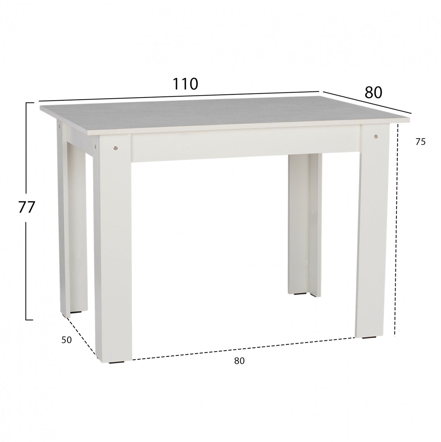 WHITE KITCHEN TABLE 110x80x77