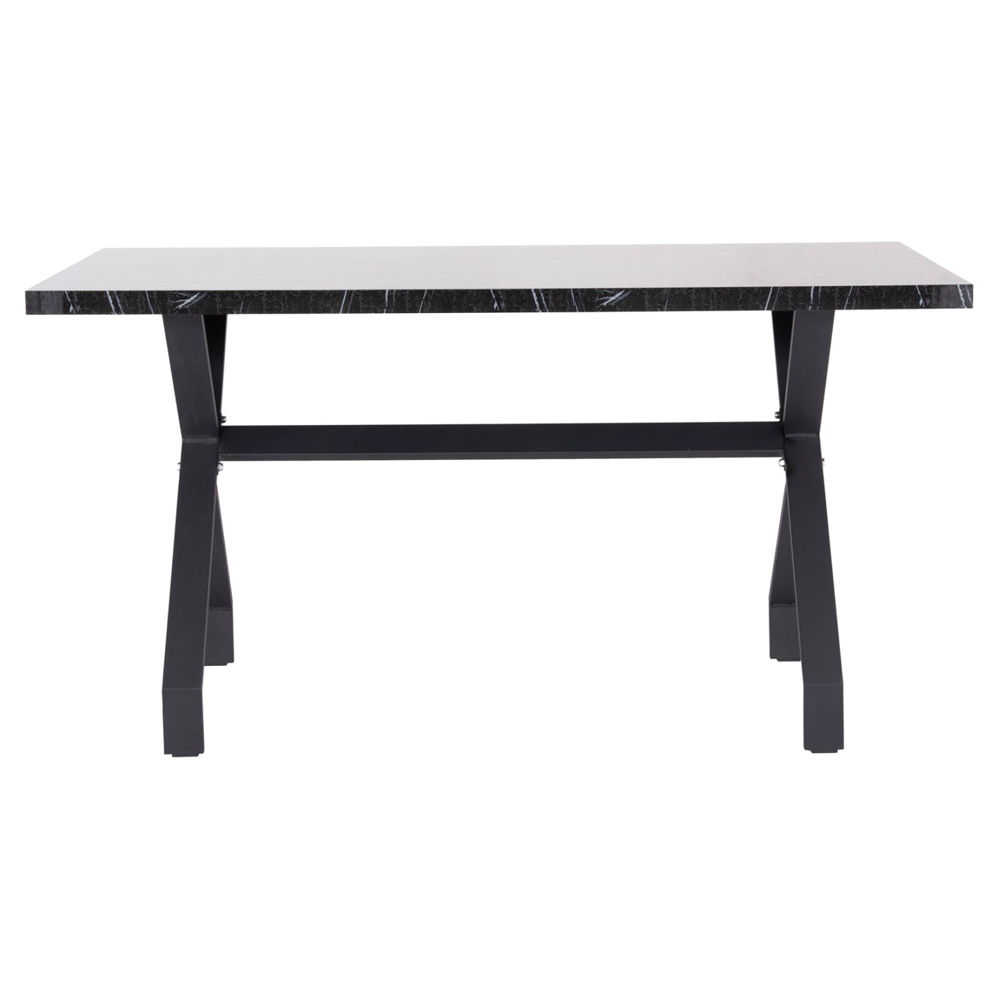 KITCHEN TABLE LANA MELAMINE BLACK MARBLE BLACK METAL LEGS 140x70x72.5