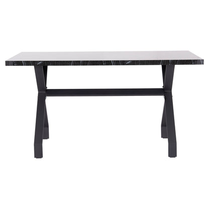 KITCHEN TABLE LANA MELAMINE BLACK MARBLE BLACK METAL LEGS 140x70x72.5