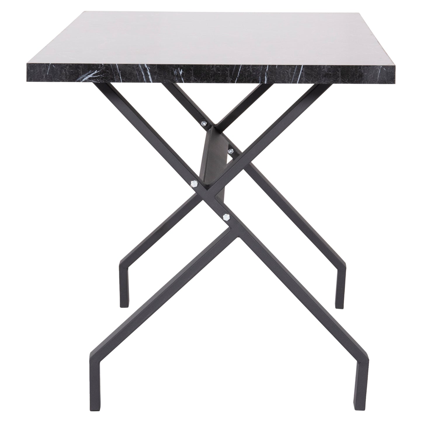 KITCHEN TABLE LANA MELAMINE BLACK MARBLE BLACK METAL LEGS 140x70x72.5