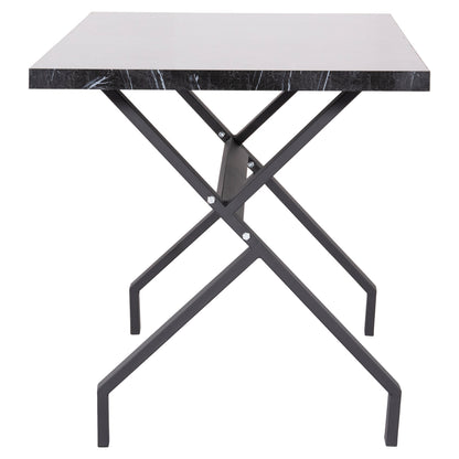 KITCHEN TABLE LANA MELAMINE BLACK MARBLE BLACK METAL LEGS 140x70x72.5