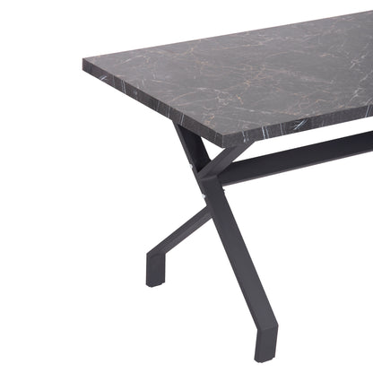 KITCHEN TABLE LANA MELAMINE BLACK MARBLE BLACK METAL LEGS 140x70x72.5