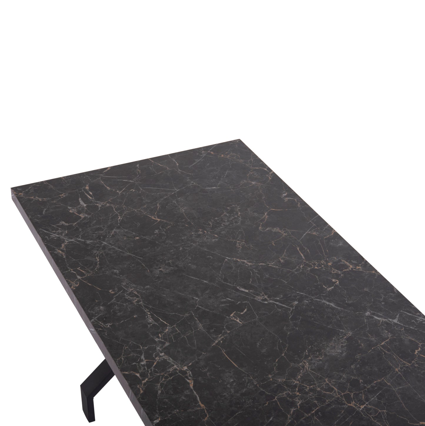 KITCHEN TABLE LANA MELAMINE BLACK MARBLE BLACK METAL LEGS 140x70x72.5