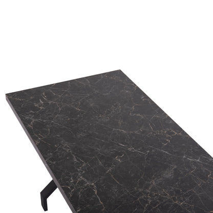 KITCHEN TABLE LANA MELAMINE BLACK MARBLE BLACK METAL LEGS 140x70x72.5