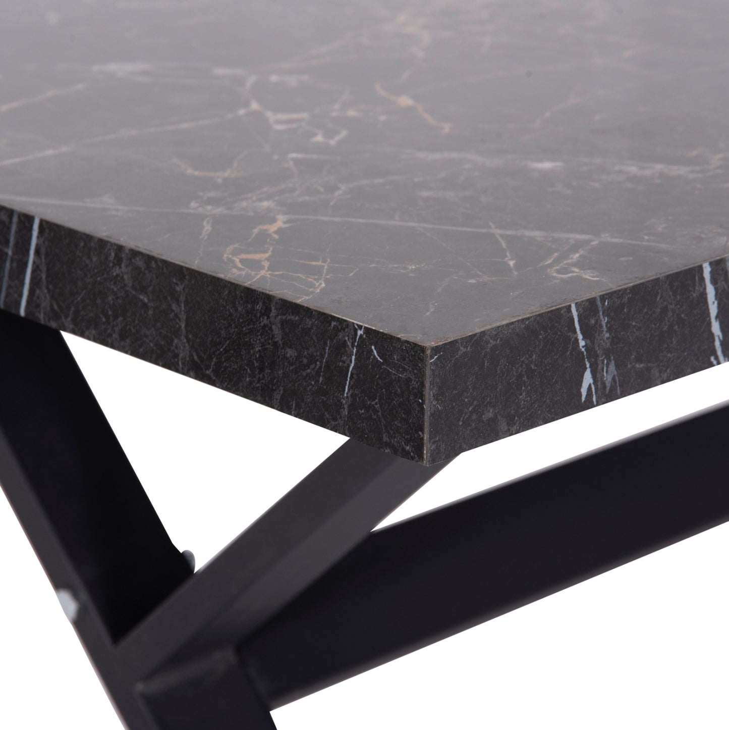KITCHEN TABLE LANA MELAMINE BLACK MARBLE BLACK METAL LEGS 140x70x72.5
