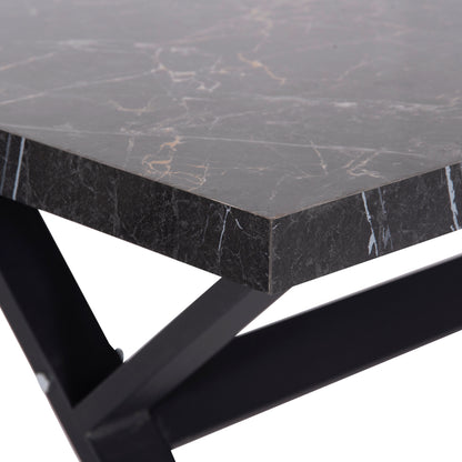 KITCHEN TABLE LANA MELAMINE BLACK MARBLE BLACK METAL LEGS 140x70x72.5