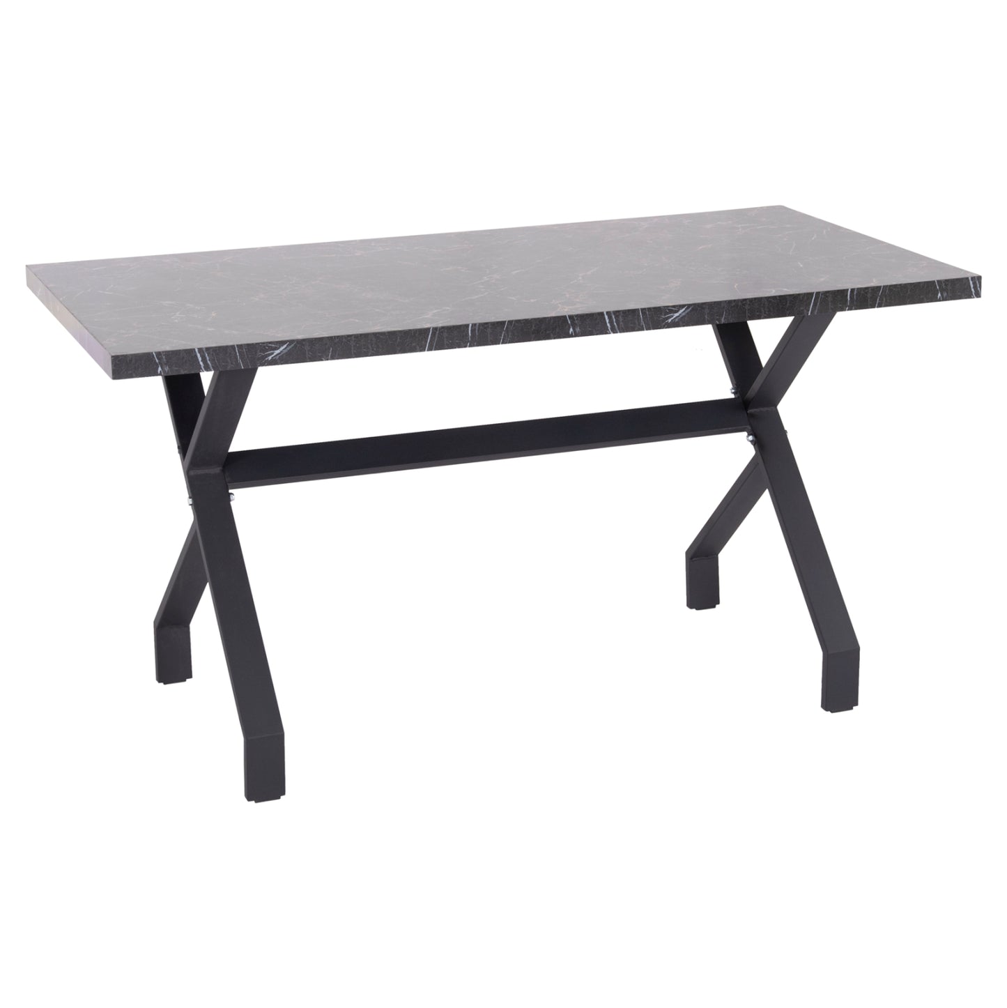KITCHEN TABLE LANA MELAMINE BLACK MARBLE BLACK METAL LEGS 140x70x72.5