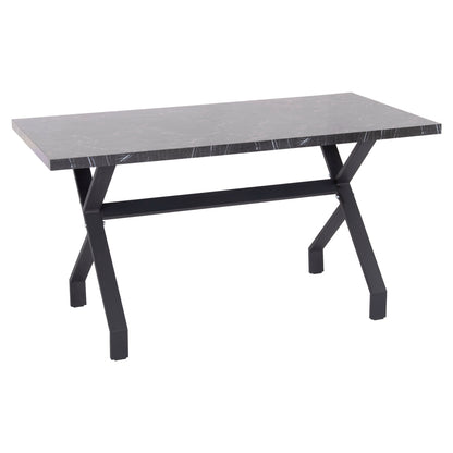 KITCHEN TABLE LANA MELAMINE BLACK MARBLE BLACK METAL LEGS 140x70x72.5