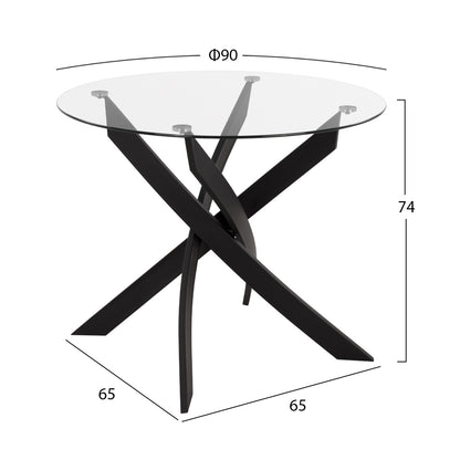 KITCHEN TABLE ROUND JAFARU BLACK METAL LEGS D90x74