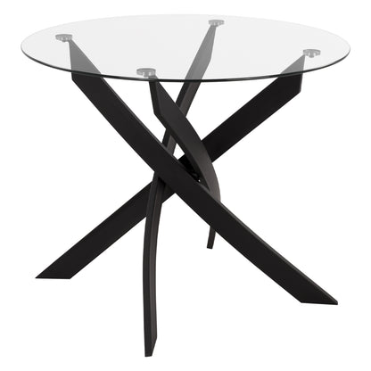 KITCHEN TABLE ROUND JAFARU BLACK METAL LEGS D90x74