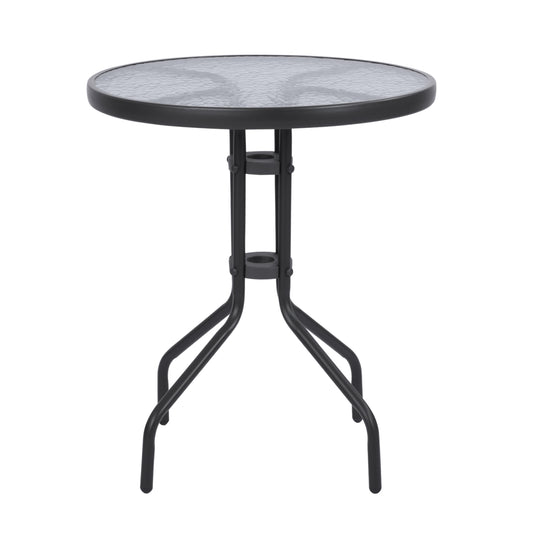 LIMA GREY METAL TABLE WITH GLASS TOP Ø60x68