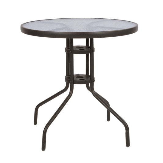 LIMA METAL COFFEE TABLE WITH GLASS TOP Φ70x70