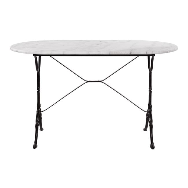 DELILAH TABLE WITH CAST IRON BASE AND OVAL MARBLE TOP 120x59x72