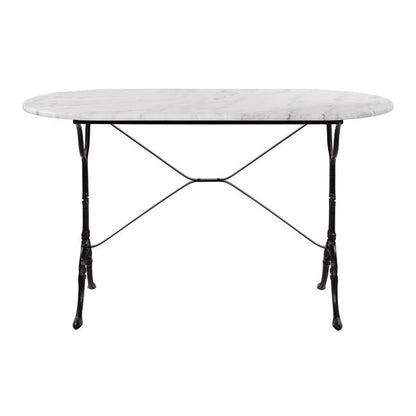 DELILAH TABLE WITH CAST IRON BASE AND OVAL MARBLE TOP 120x59x72
