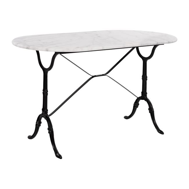 DELILAH TABLE WITH CAST IRON BASE AND OVAL MARBLE TOP 120x59x72
