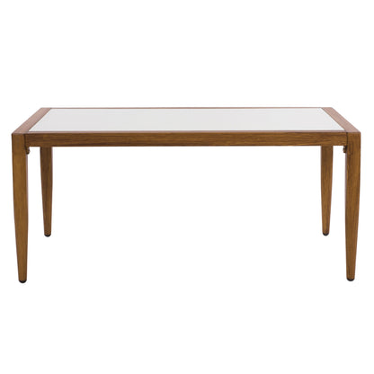 ΤΡΑΠΕΖΙ MEIR ΣΑΛΟΝΙΟΥ ΑΛΟΥΜΙΝΙΟΥ BAMBOO LOOK ΜΕ ΓΥΑΛΙ 100x58x46