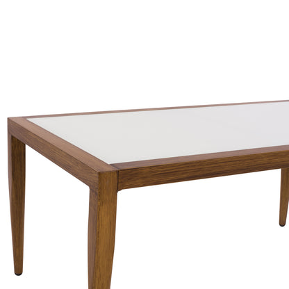 ΤΡΑΠΕΖΙ MEIR ΣΑΛΟΝΙΟΥ ΑΛΟΥΜΙΝΙΟΥ BAMBOO LOOK ΜΕ ΓΥΑΛΙ 100x58x46