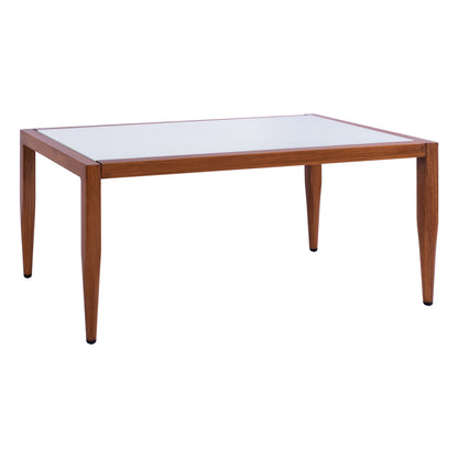 ΤΡΑΠΕΖΙ MEIR ΣΑΛΟΝΙΟΥ ΑΛΟΥΜΙΝΙΟΥ BAMBOO LOOK ΜΕ ΓΥΑΛΙ 100x58x46
