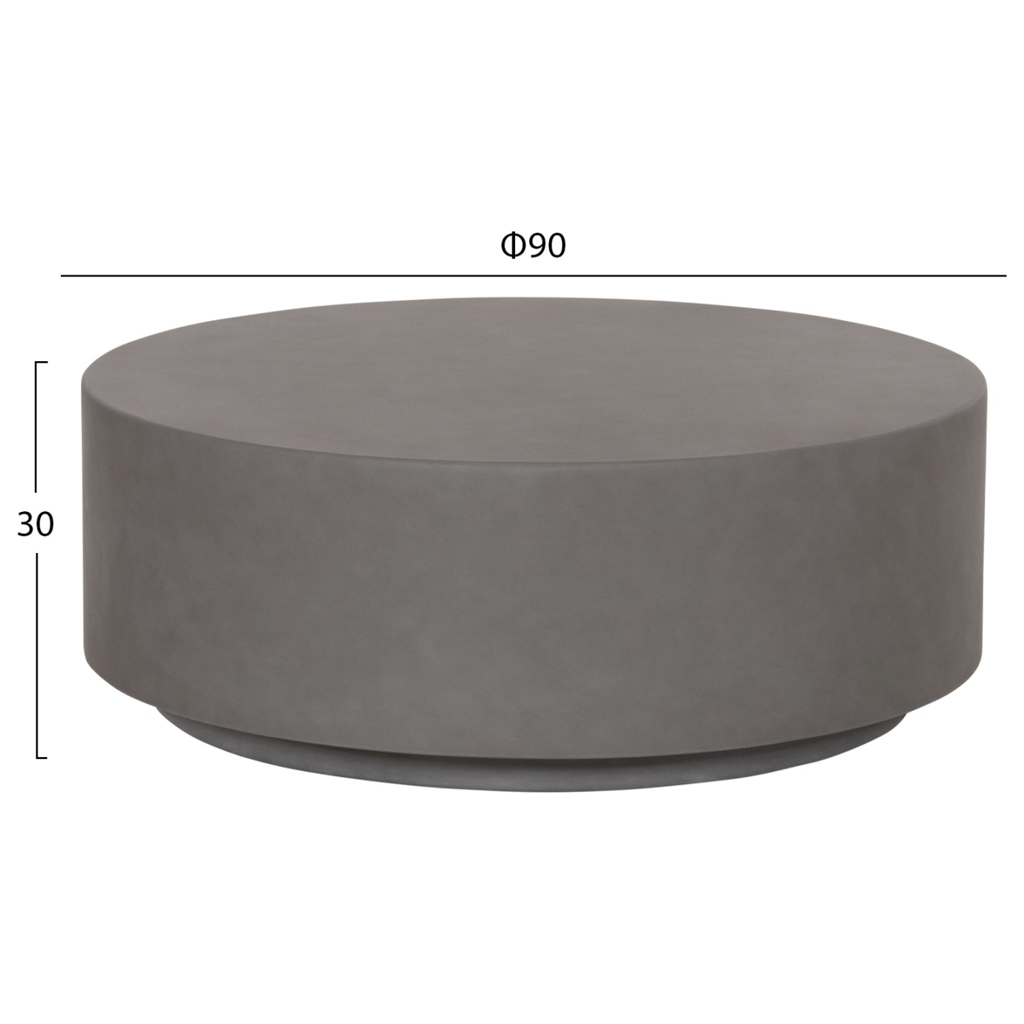 ΤΡΑΠΕΖΙ ΜΕΣΗΣ FIBER CEMENT ΣΤΡΟΓΓΥΛΟ KYOKO ΓΚΡΙ Φ90x30