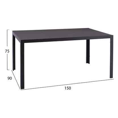 METAL TABLE OFER RECTANGULAR GREY WITH GREY GLASS 150x90x75