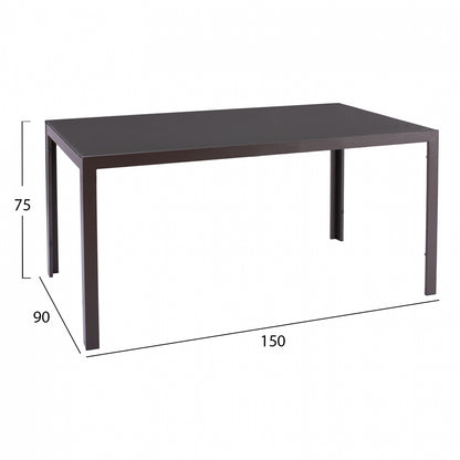 OFER METAL RECTANGULAR COFFEE TABLE WITH COFFEE GLASS 150x90x75
