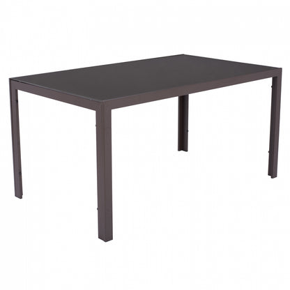 OFER METAL RECTANGULAR COFFEE TABLE WITH COFFEE GLASS 150x90x75
