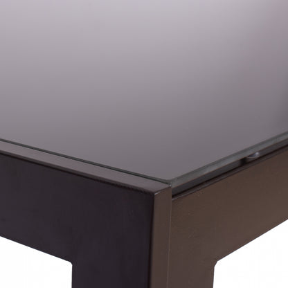 OFER METAL RECTANGULAR COFFEE TABLE WITH COFFEE GLASS 150x90x75