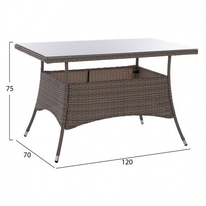 ΤΡΑΠΕΖΙ ΜΕΤΑΛΛΙΚΟ MILITARY RATTAN ΓΚΡΙ 120x70x75